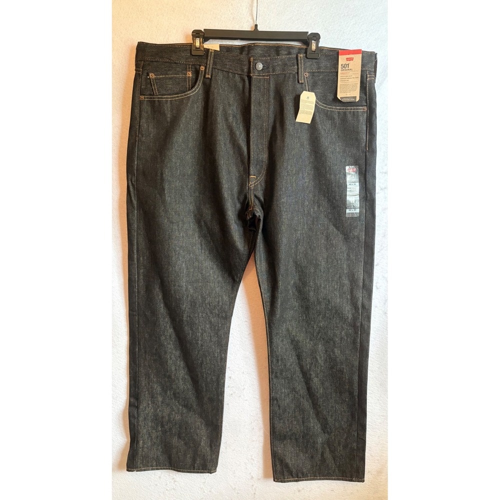 Levis‎ 501 Original Shrink-to-Fit Mens Jeans 42x30 Dark Indigo Rigid NWT